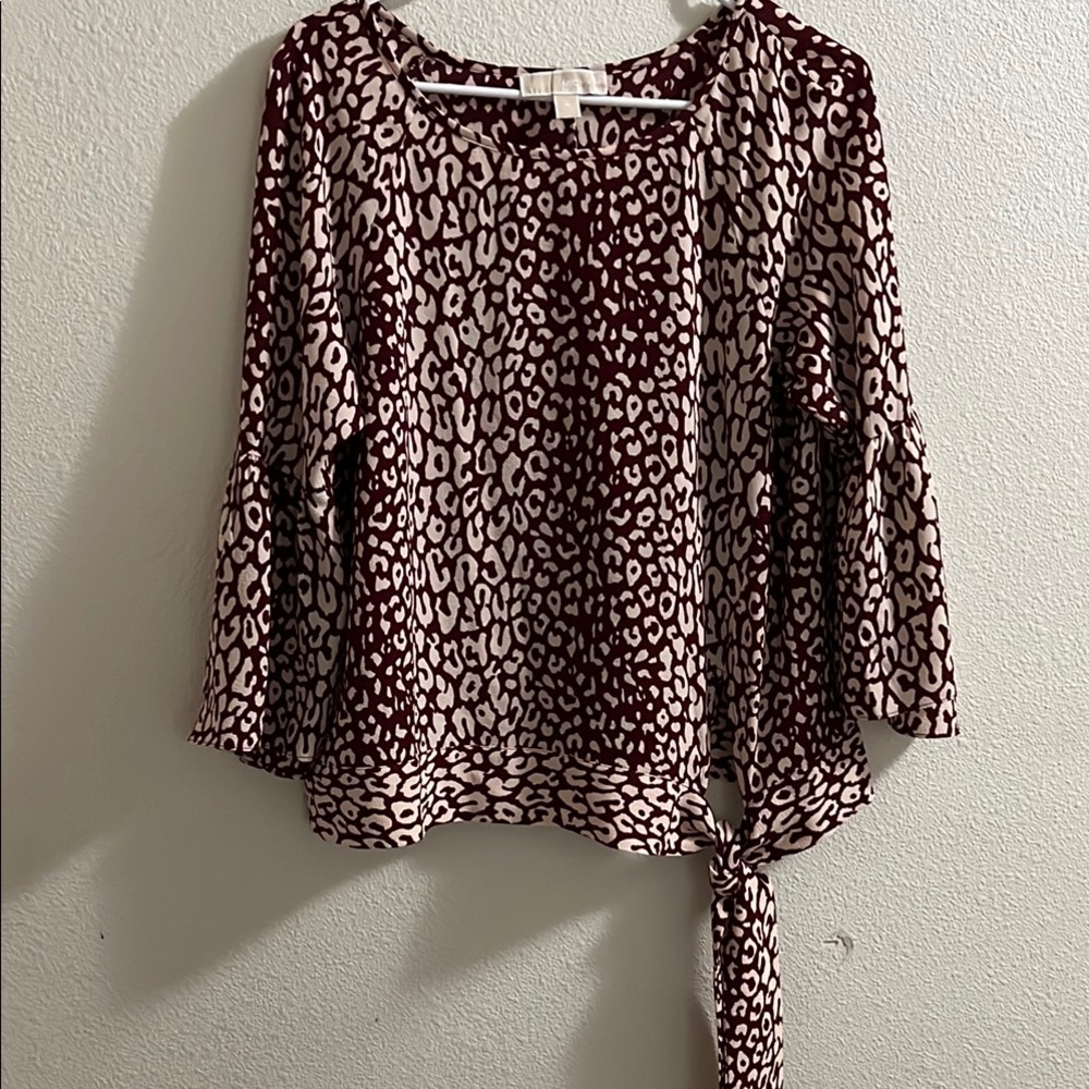 Michael Kors burgundy/ cream Leopard Print Women's Top
